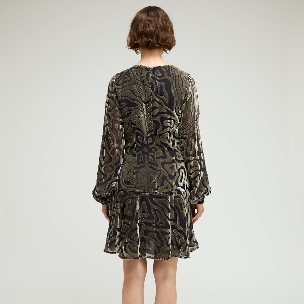 ULLA JOHNSON Silk Blend Velvet Gia Mini Dress Zebra Animal Print Size 4 - Picture 5 of 11